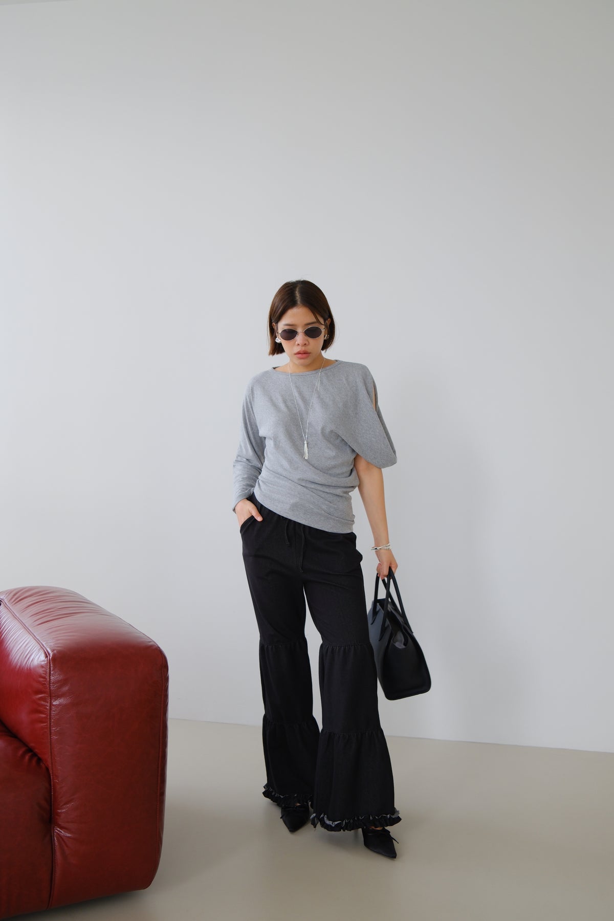 Riva Asymmetric Sleeve Top