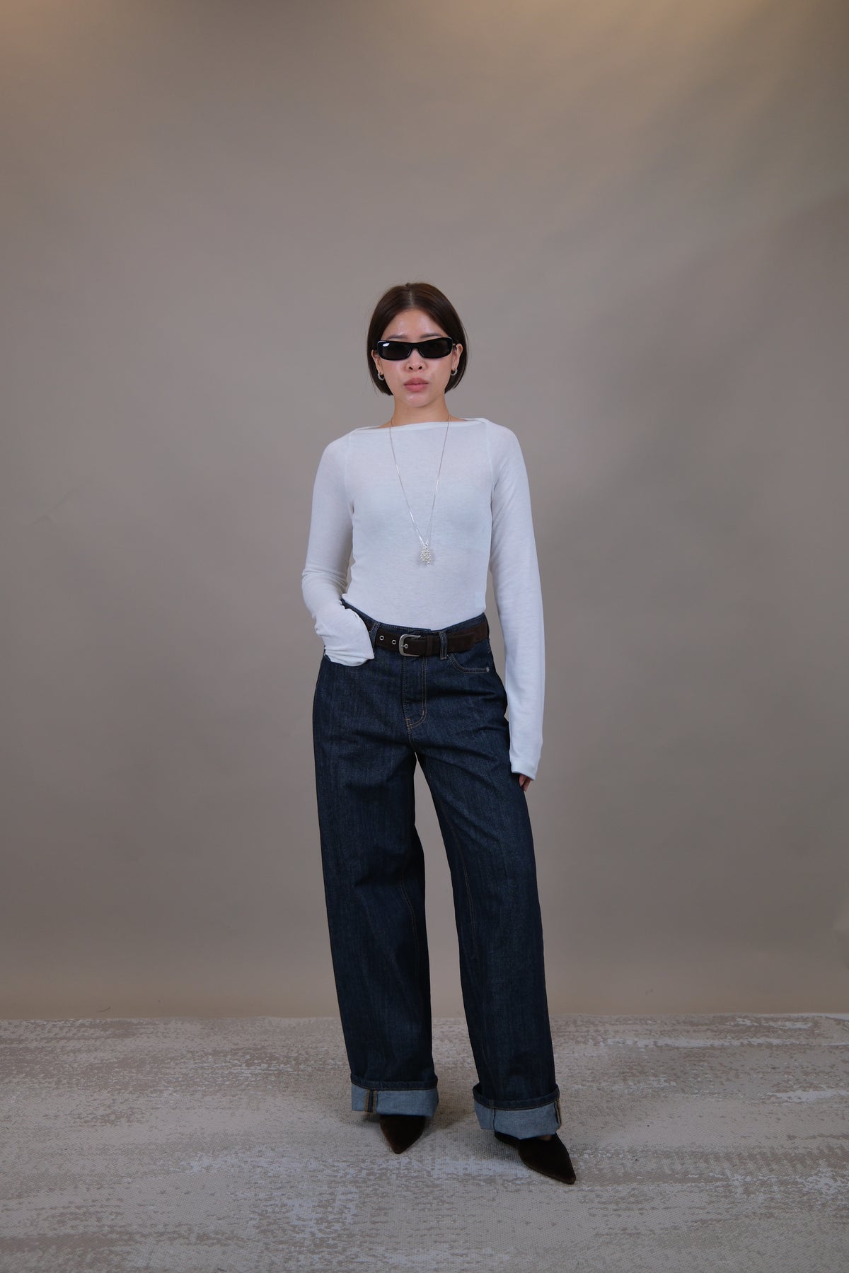 Aimee Fitted Boat Neck Tee