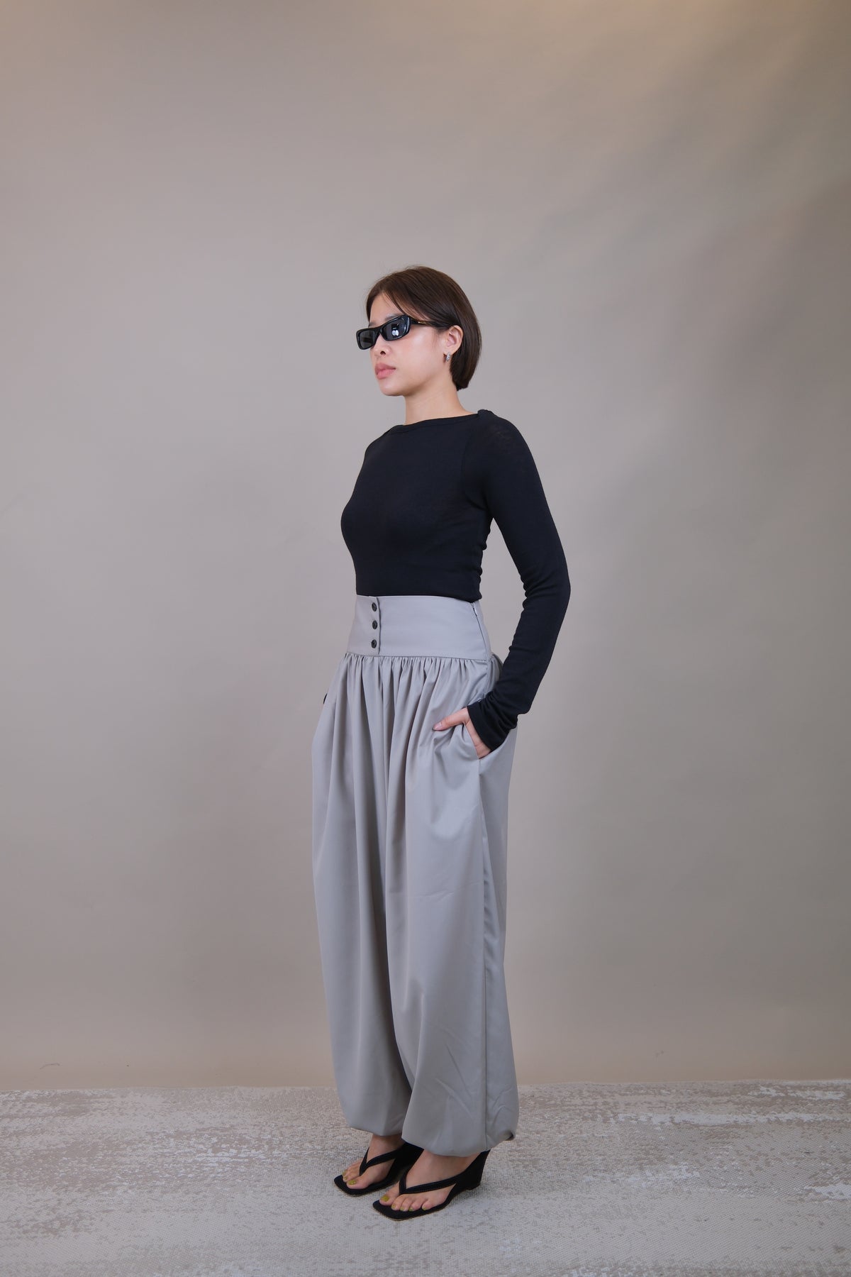 Elara Button Waist Balloon Pants