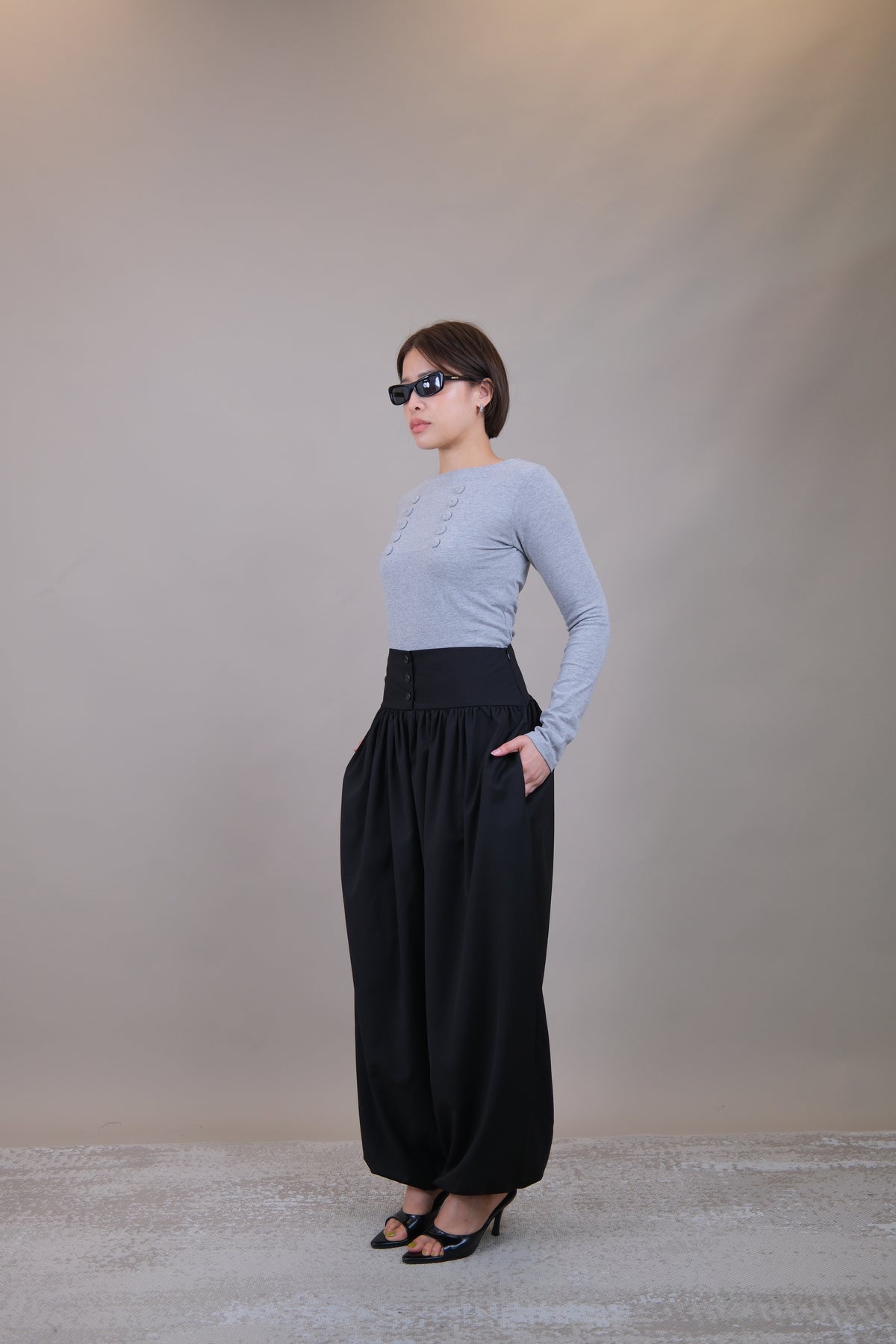 Military Button Long Sleeve Tee