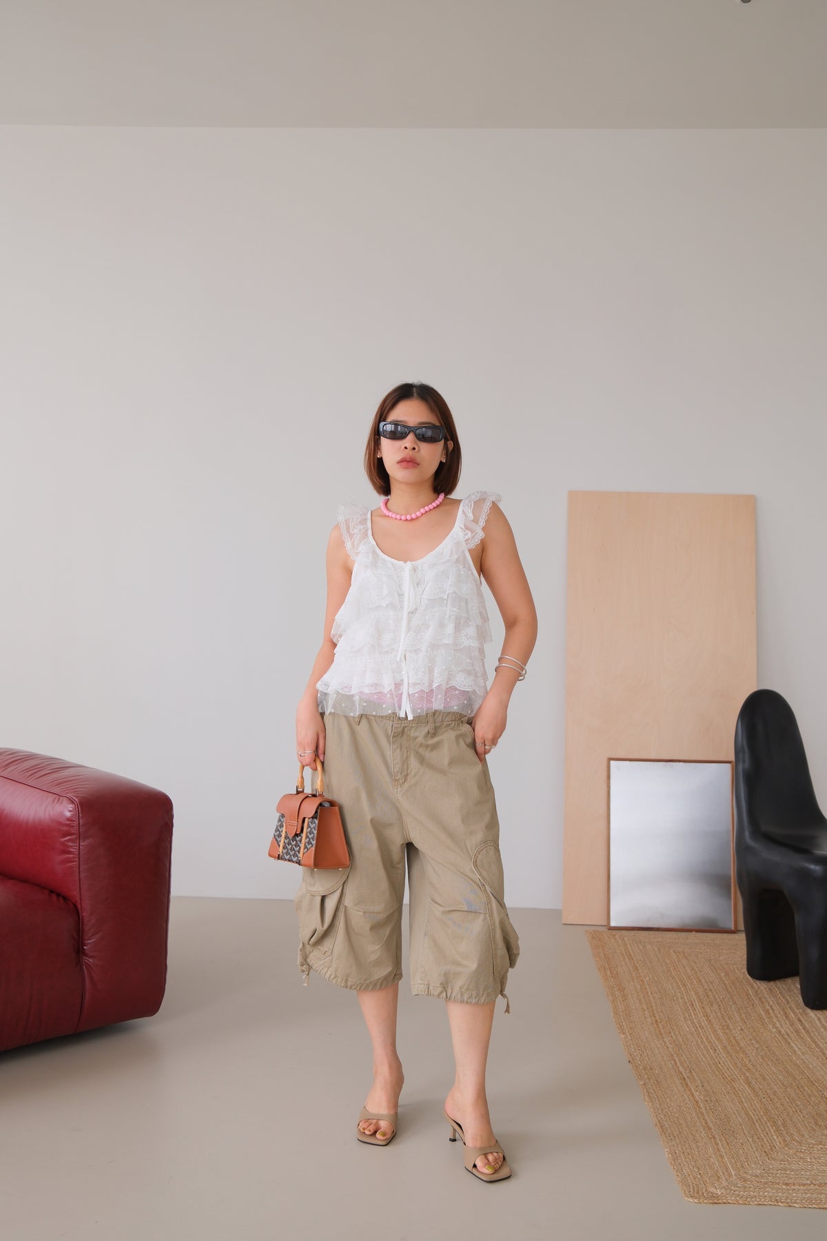 Heart-Detail Utility Cargo Shorts