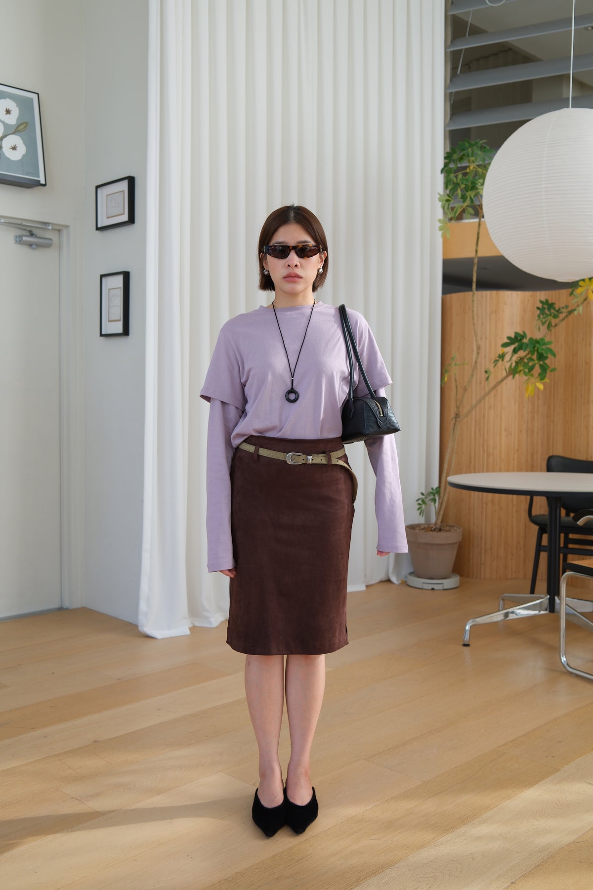 Mariel Velvet Pencil Midi Skirt