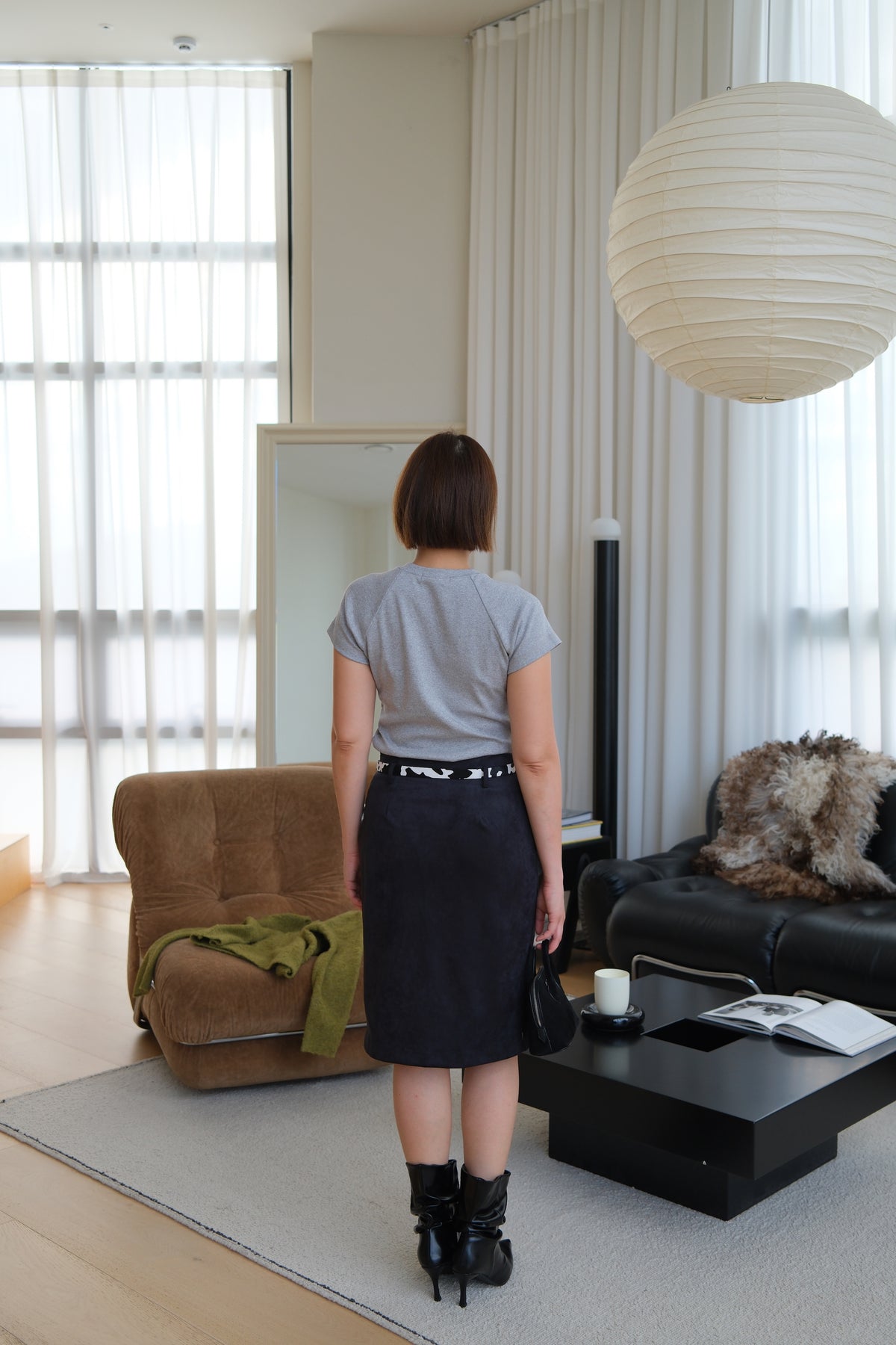 Mariel Velvet Pencil Midi Skirt
