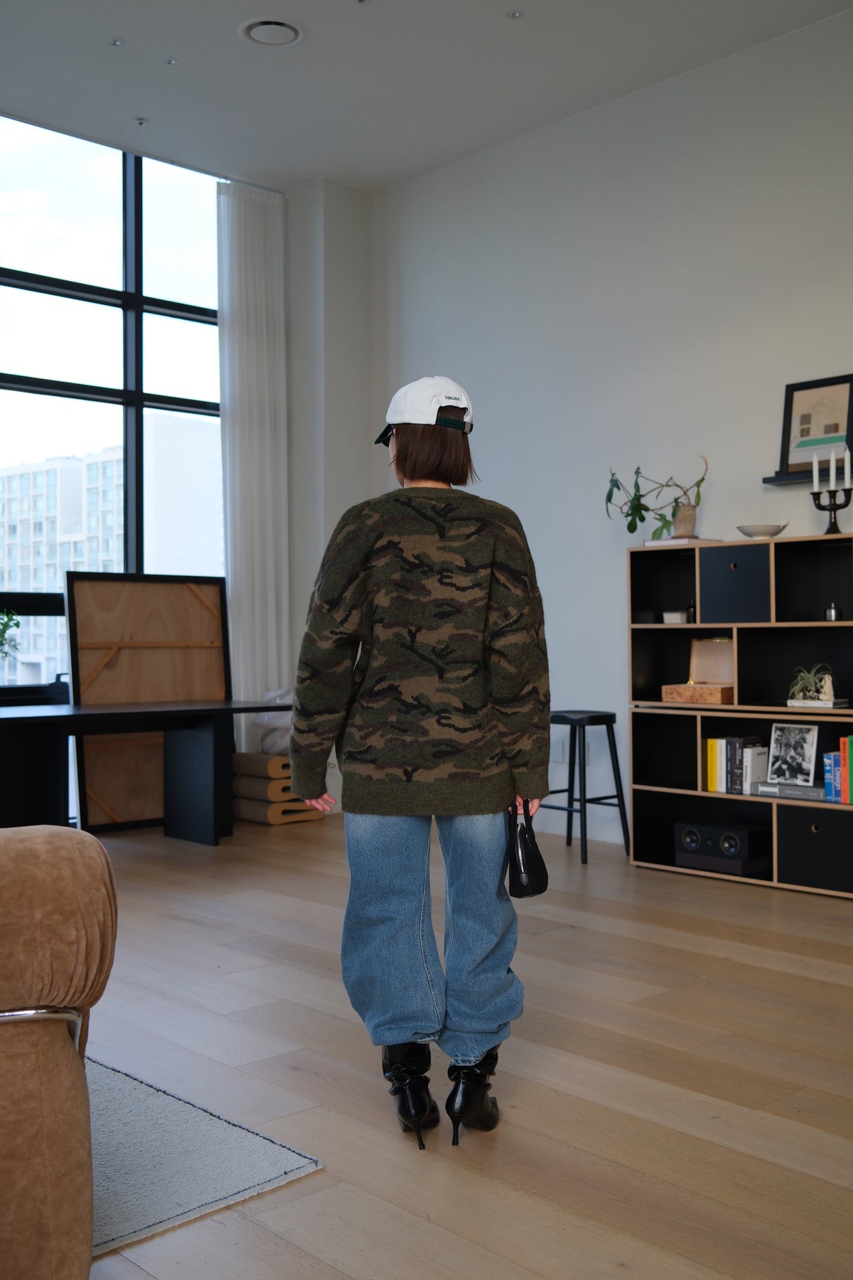 WARSAW Camo Crew Neck Knit Cardigan