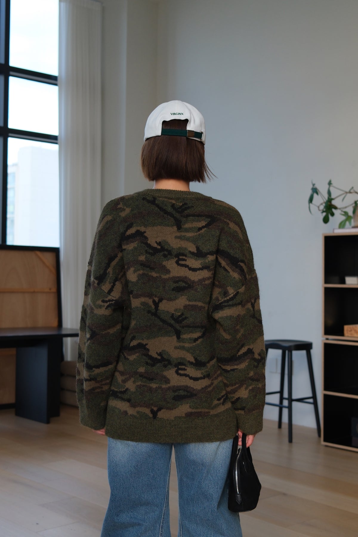 WARSAW Camo Crew Neck Knit Cardigan