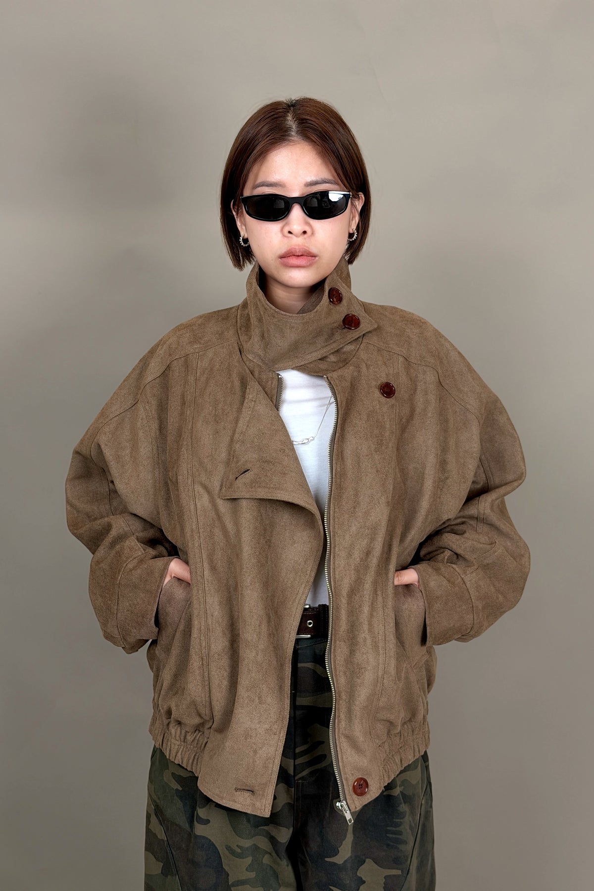 Blake Suede Funnel Bomber
