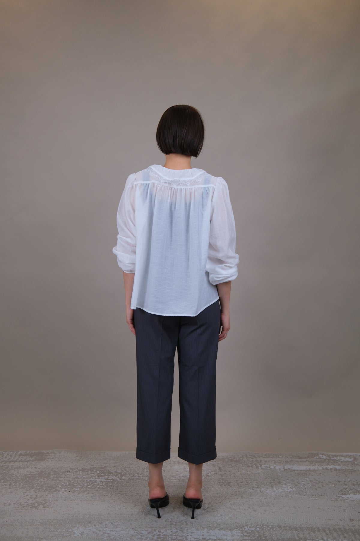 Elodie Ruffle Lace Sheer Blouse