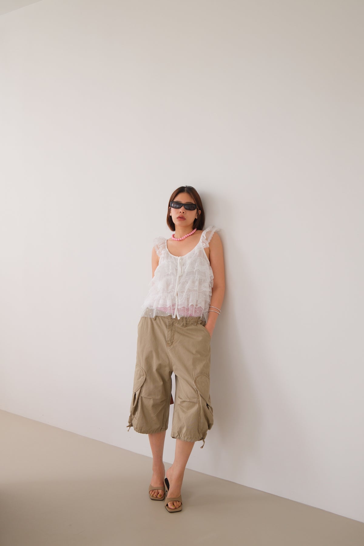 Heart-Detail Utility Cargo Shorts