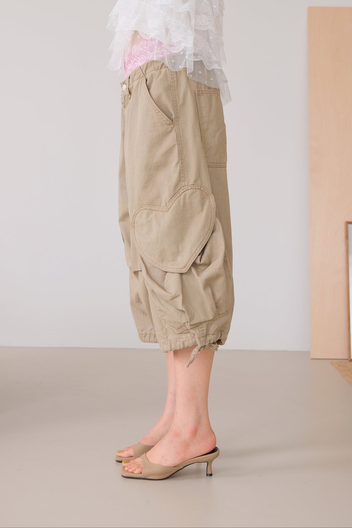 Heart-Detail Utility Cargo Shorts