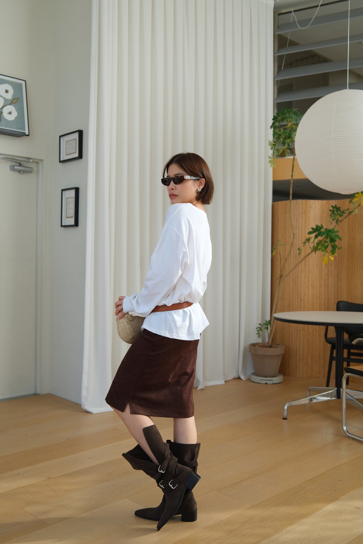 Mariel Velvet Pencil Midi Skirt