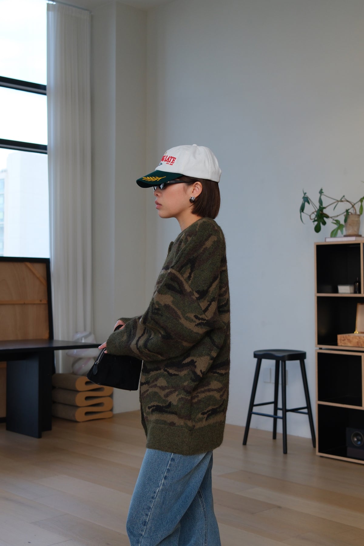 WARSAW Camo Crew Neck Knit Cardigan