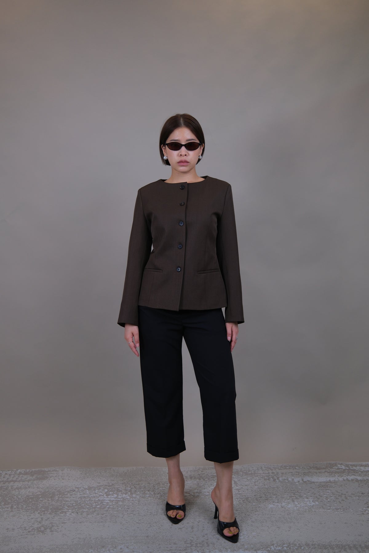 Celine Sculpted Collarless Blazer