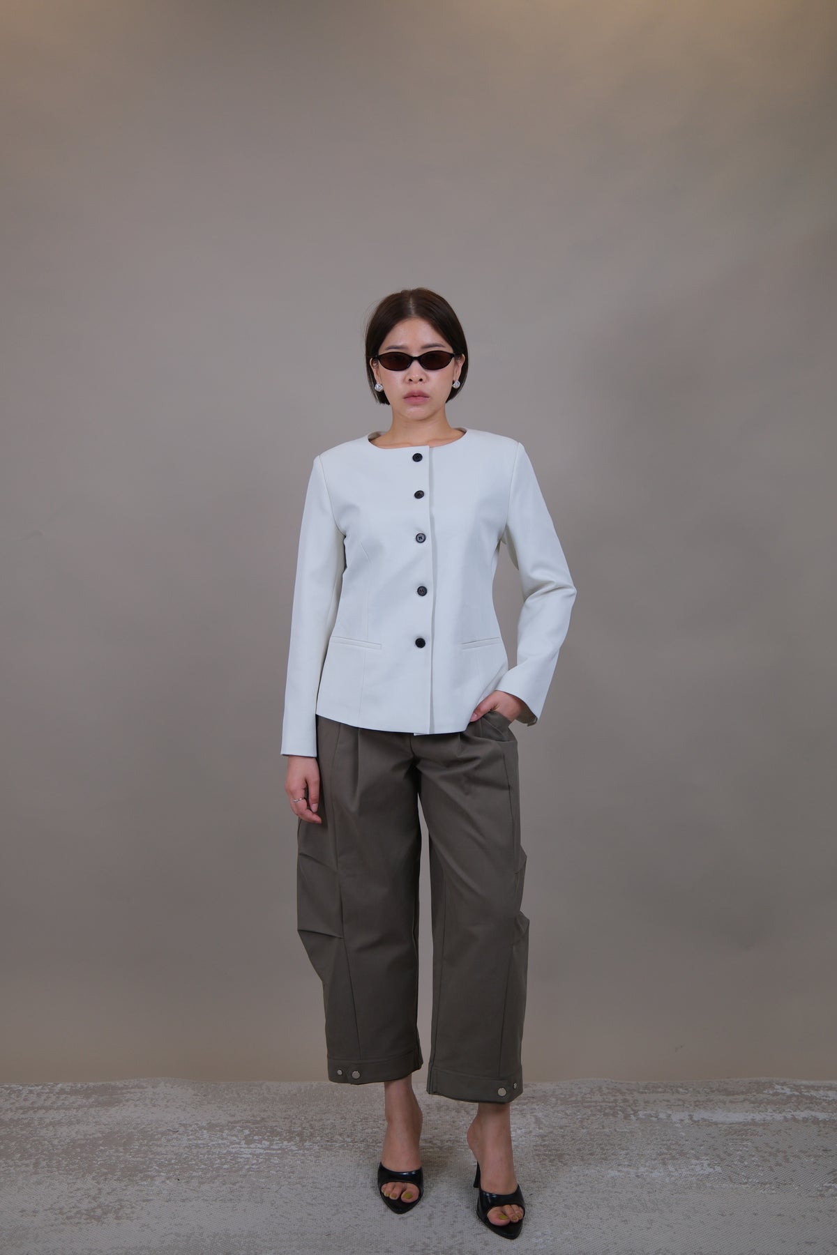 Celine Sculpted Collarless Blazer